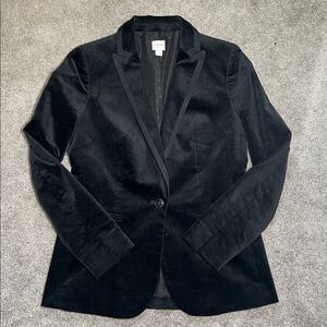 J. Crew Velvet One-Button Black Blazer Size 2